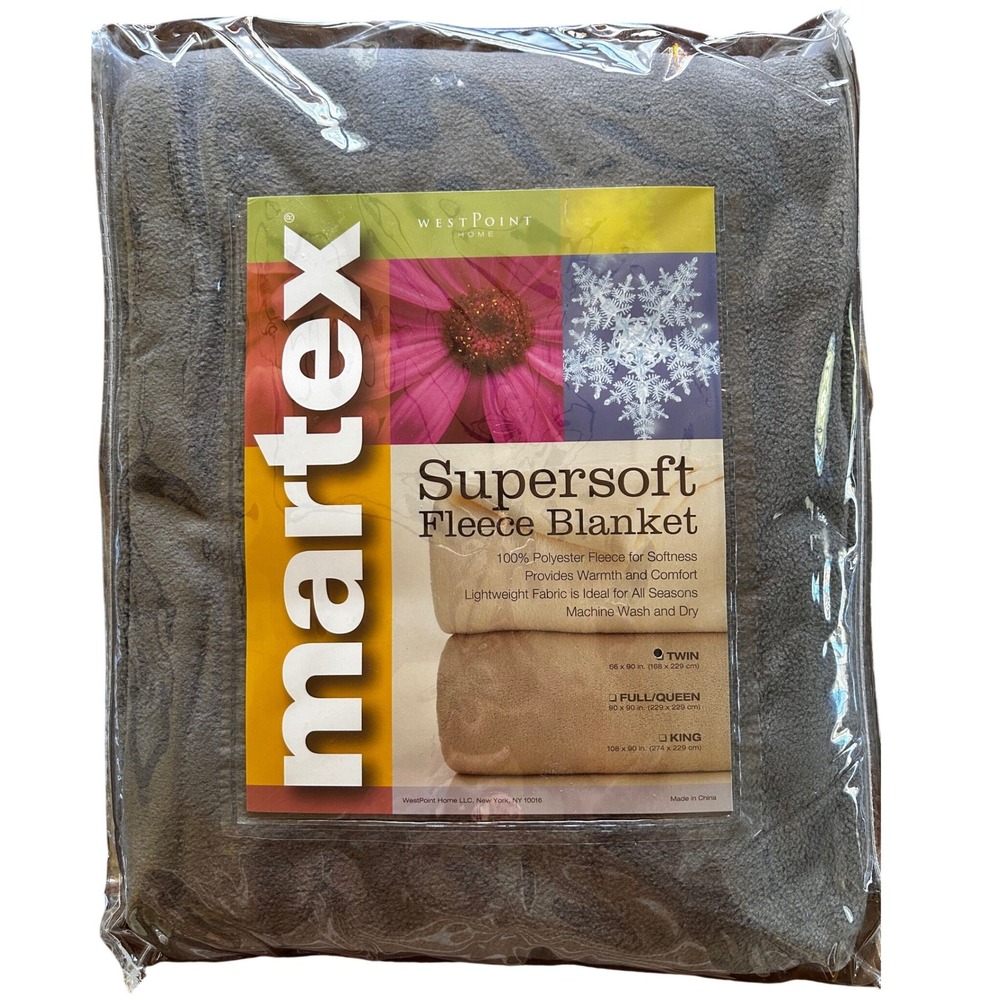 New Martex Supersoft Fleece Blanket Twin Smoked Pearl Gray WestPoint Home